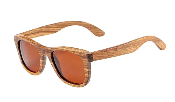 Classy Men Brown Polarized Bamboo Wood Sunglasses