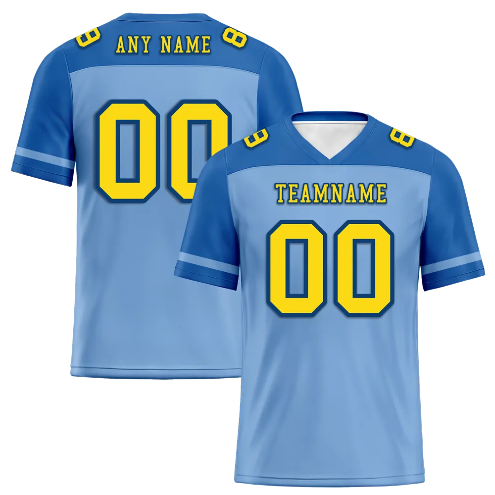 Custom Aqua Raglan Sleeves Yellow Personalized Authentic Football Jersey FBJ02-bc0f0bb