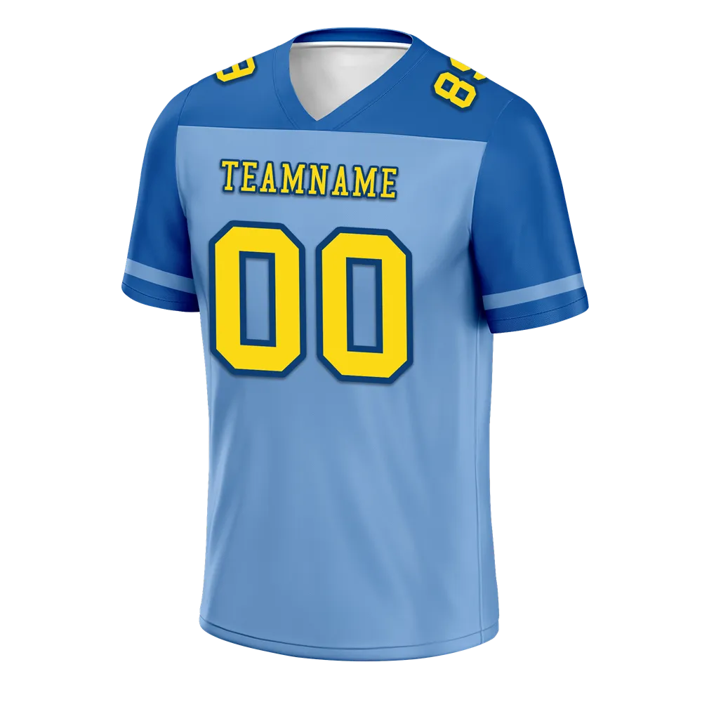 Custom Aqua Raglan Sleeves Yellow Personalized Authentic Football Jersey FBJ02-bc0f0bb