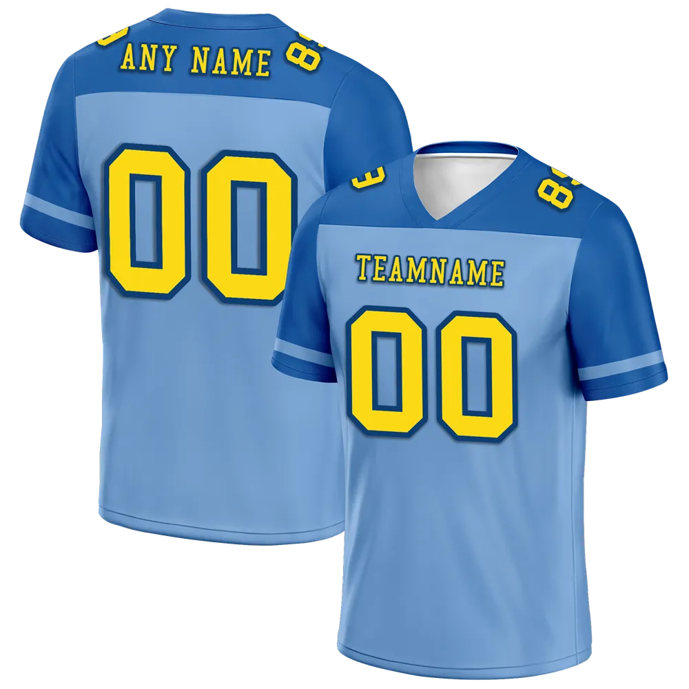 Custom Aqua Raglan Sleeves Yellow Personalized Authentic Football Jersey FBJ02-bc0f0bb