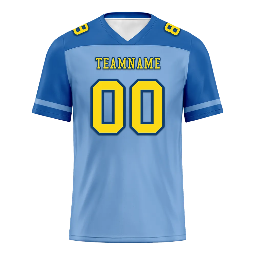 Custom Aqua Raglan Sleeves Yellow Personalized Authentic Football Jersey FBJ02-bc0f0bb