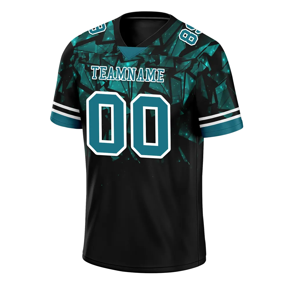 Custom Black 3D Pattern Aqua Personalized Authentic Football Jersey FBJ02-bc0faeb