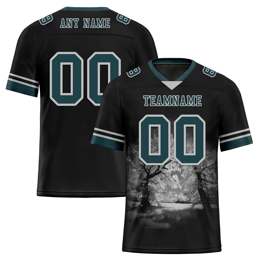 Custom Black 3D Pattern Aqua Personalized Authentic Football Jersey FBJ02-bc0fafd