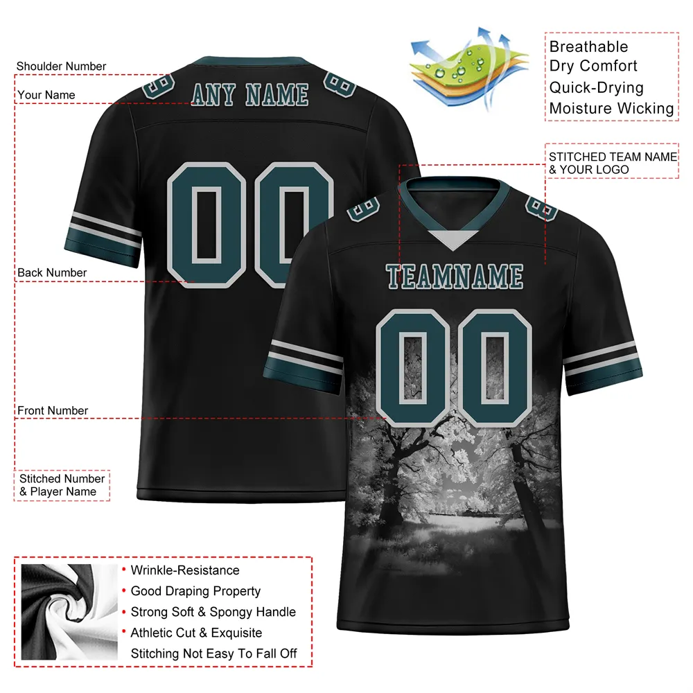 Custom Black 3D Pattern Aqua Personalized Authentic Football Jersey FBJ02-bc0fafd