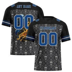 Custom Black Grey Skull Fashion Blue Personalized Authentic Football Jersey FBJ02-bc0fbaf