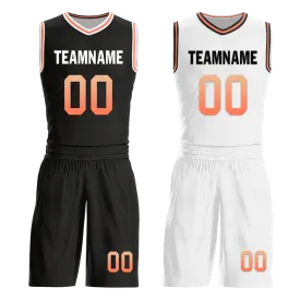 Custom Black White Classic Style Reversible Basketball Uniform Personalized COOLMAX BBJR-D017028