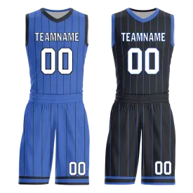 Custom Blue Black Classic Style Reversible Basketball Uniform Personalized Ordinary BBJR-D017055