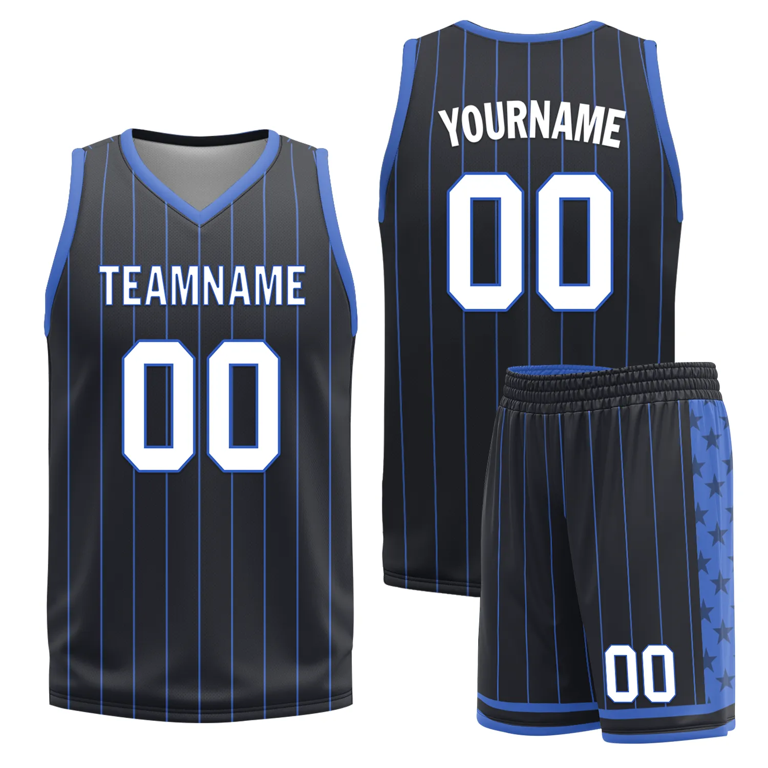 Custom Blue Black Classic Style Reversible Basketball Uniform Personalized Ordinary BBJR-D017055