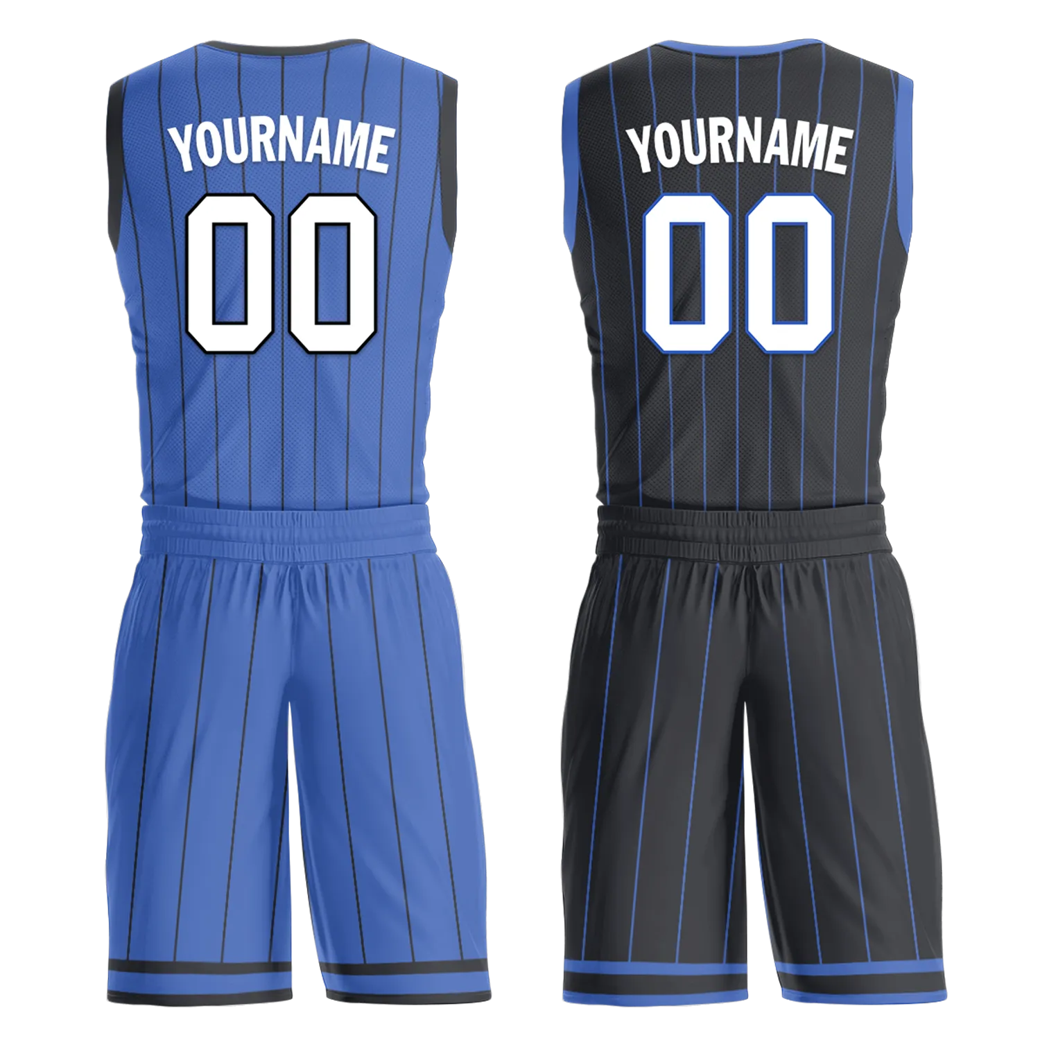 Custom Blue Black Classic Style Reversible Basketball Uniform Personalized Ordinary BBJR-D017055