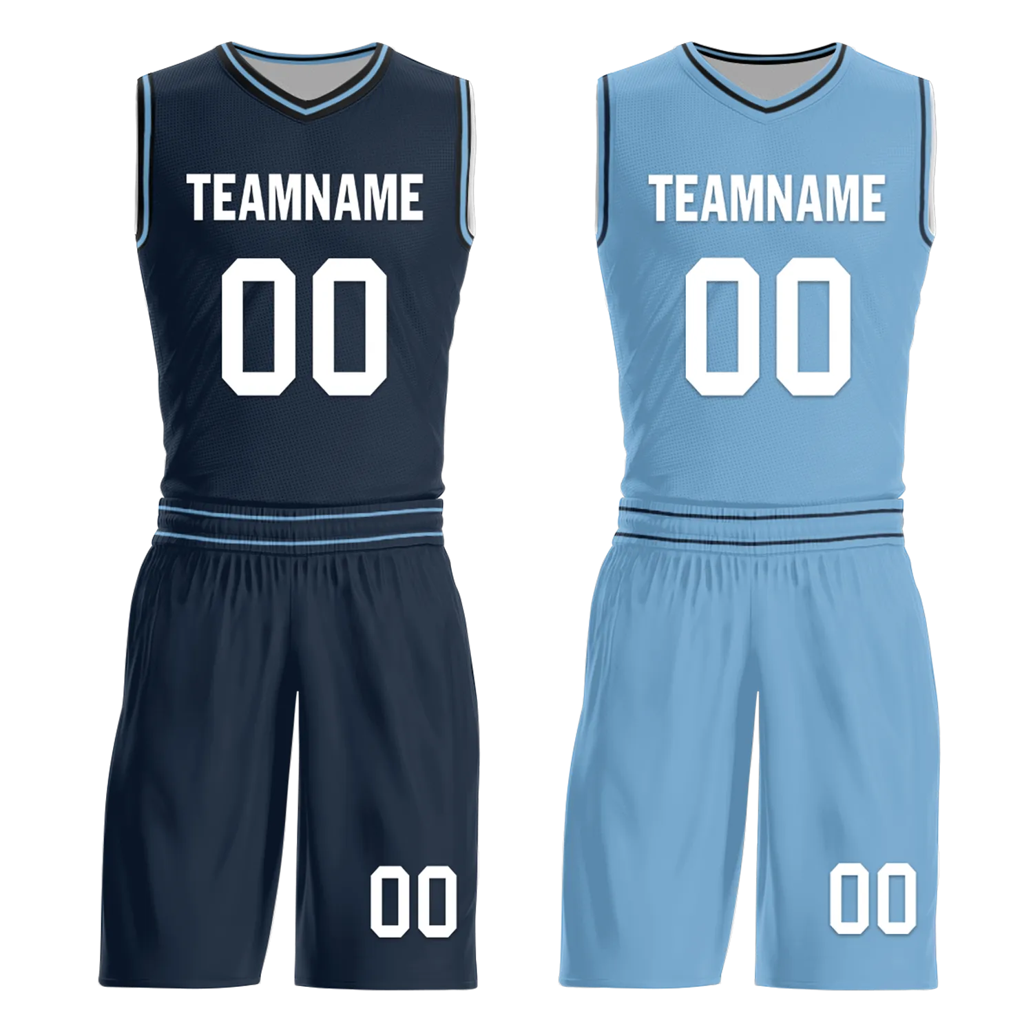 Custom Blue Classic Style Reversible Basketball Uniform Personalized COOLMAX BBJR-D017032