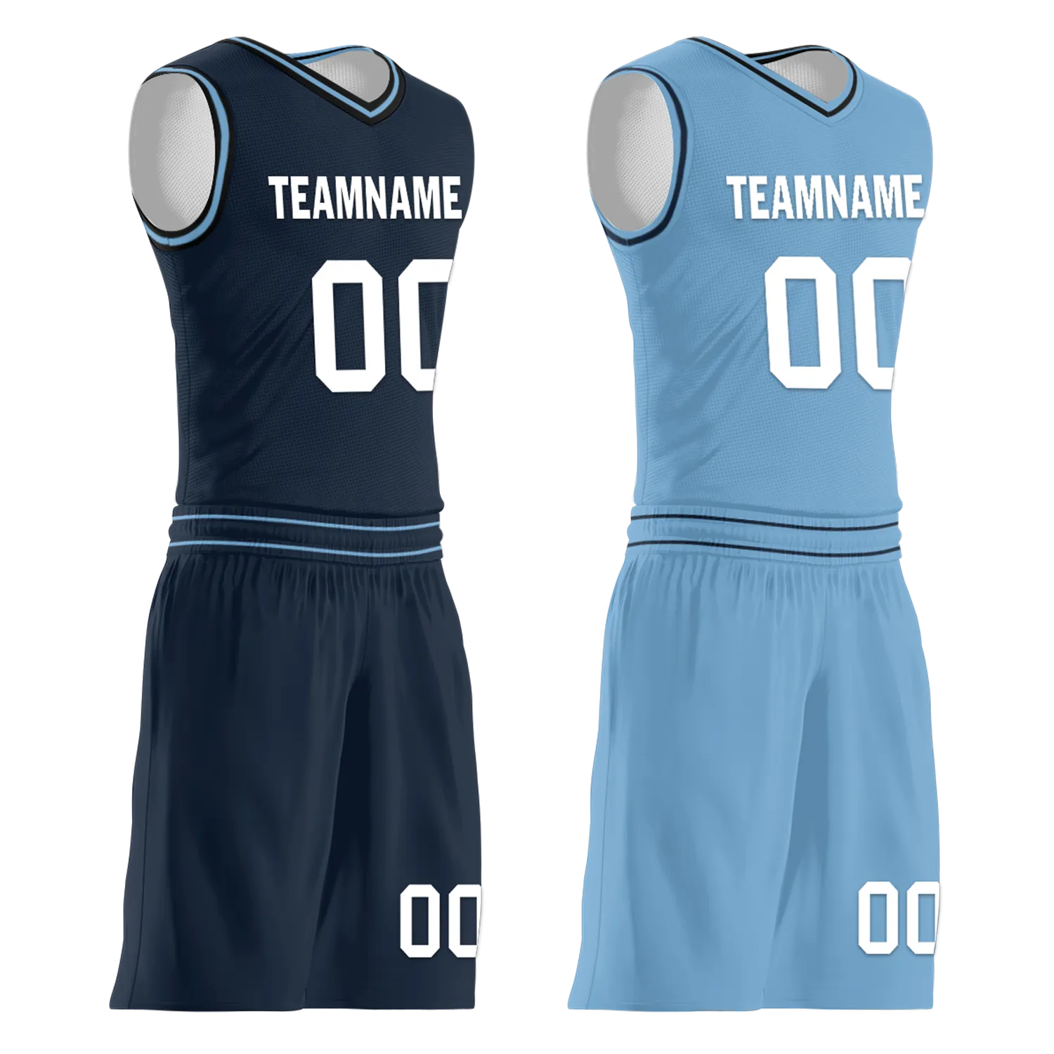 Custom Blue Classic Style Reversible Basketball Uniform Personalized COOLMAX BBJR-D017032