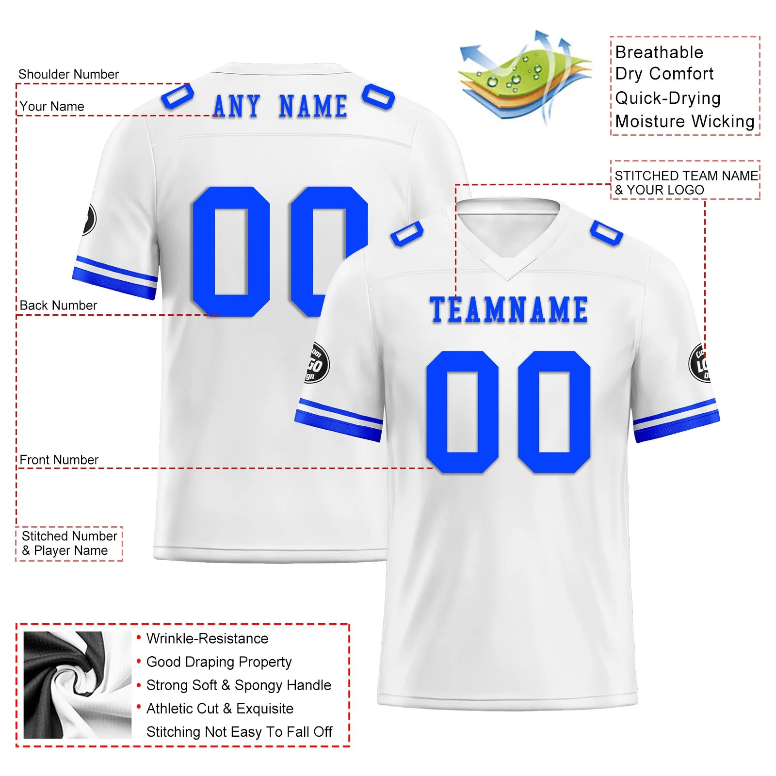 Custom Blue Indianapolis Personalized Authentic Football Jersey FBJ02-D020263-14