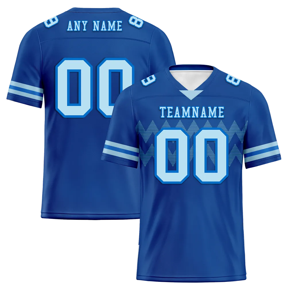 Custom Blue Sleeve Stripes Aqua Personalized Authentic Football Jersey FBJ02-bc0f0df