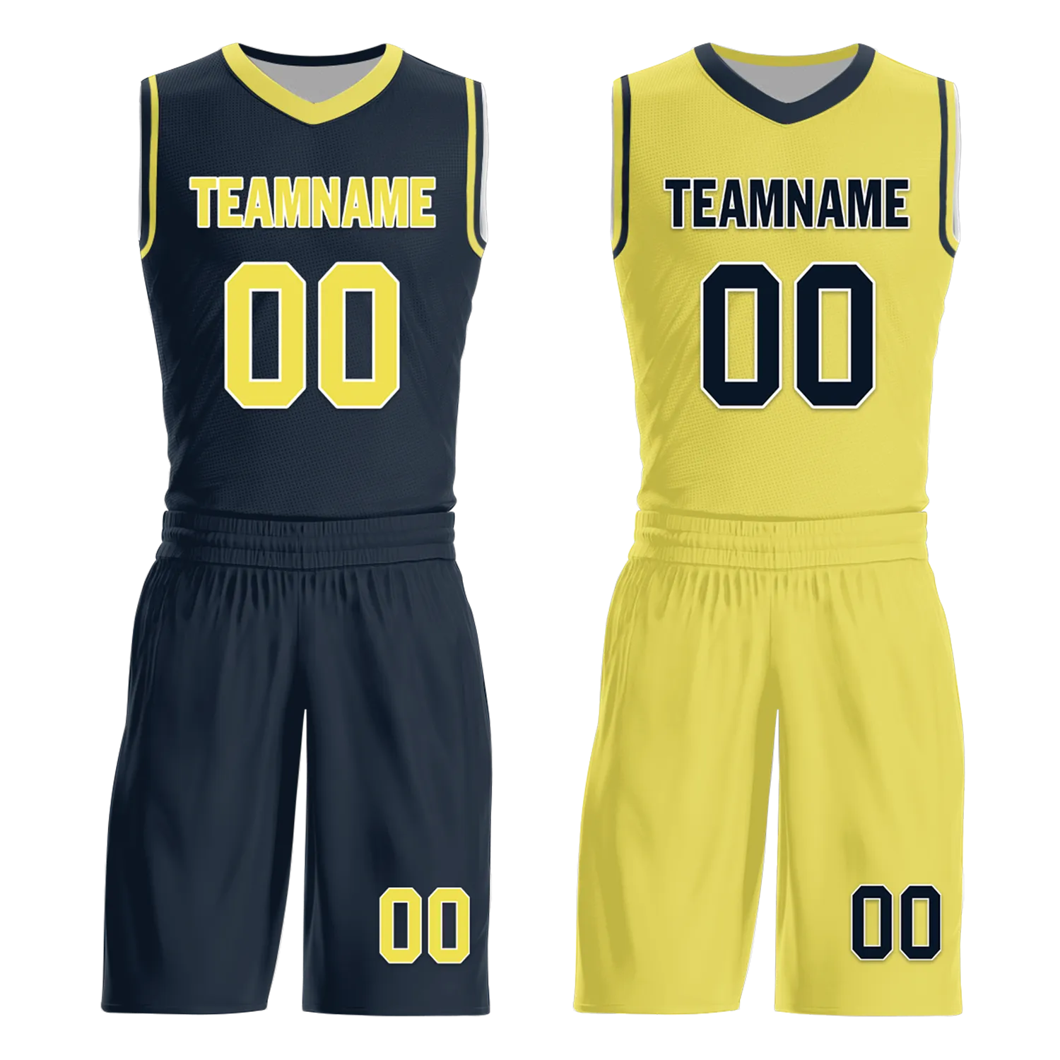 Custom Blue Yellow Classic Style Reversible Basketball Uniform Personalized Ordinary BBJR-D017059