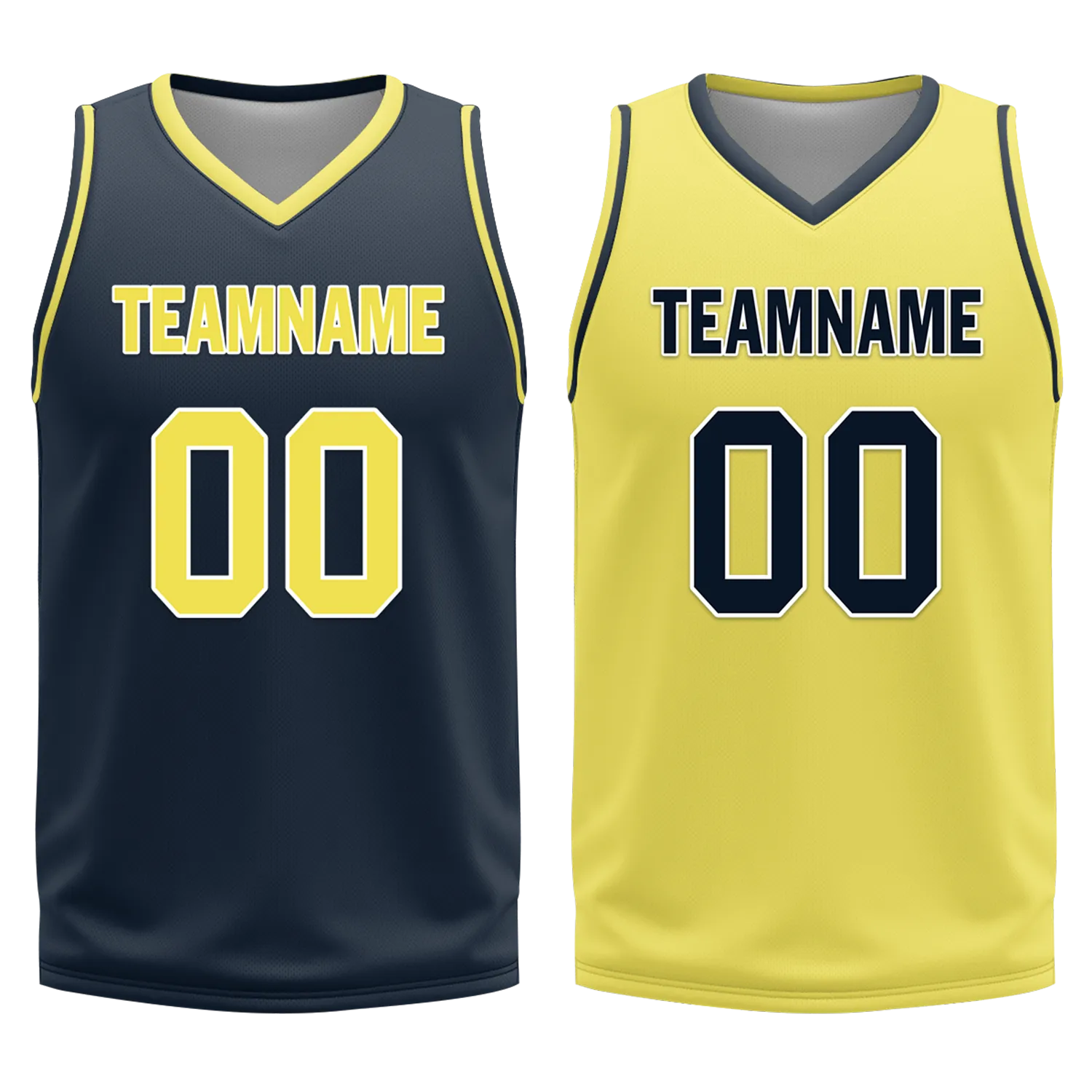 Custom Blue Yellow Classic Style Reversible Basketball Uniform Personalized Ordinary BBJR-D017059