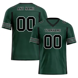 Custom Dark Geen Black Striped Sleeves Personalized Authentic Football Jersey FBJ02-D06065