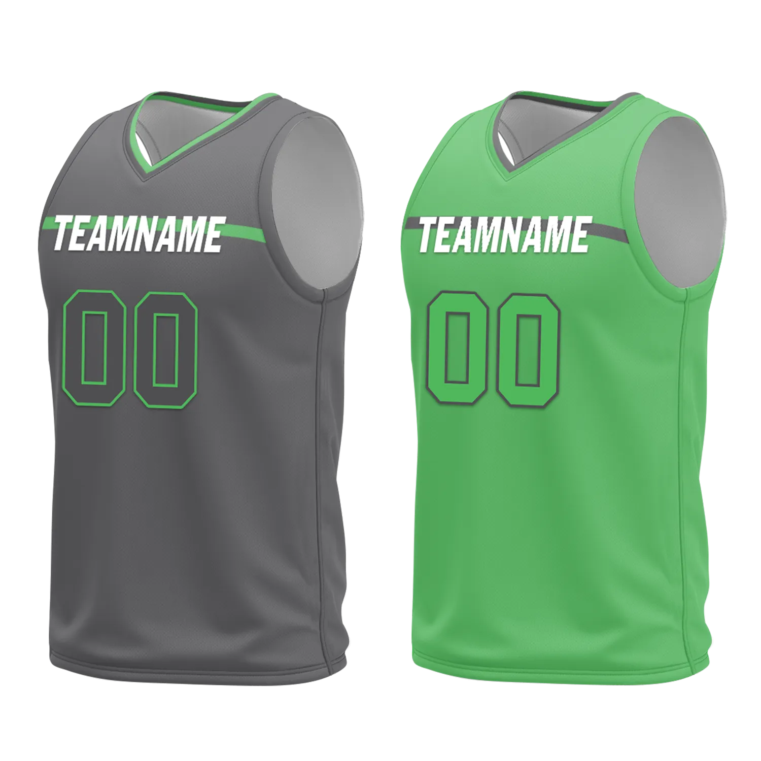 Custom Gray Green Classic Style Reversible Basketball Uniform Personalized COOLMAX BBJR-D017046