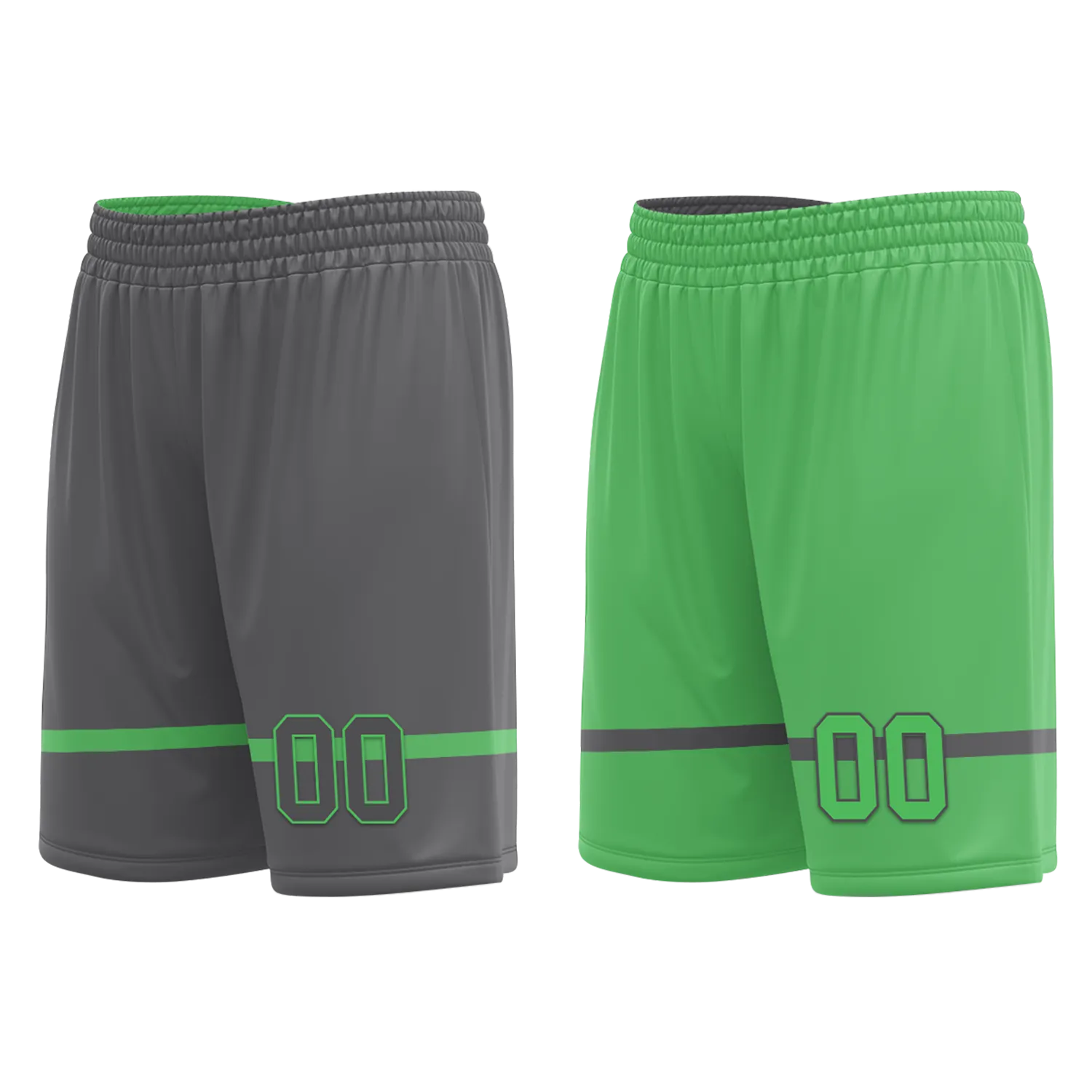 Custom Gray Green Classic Style Reversible Basketball Uniform Personalized COOLMAX BBJR-D017046