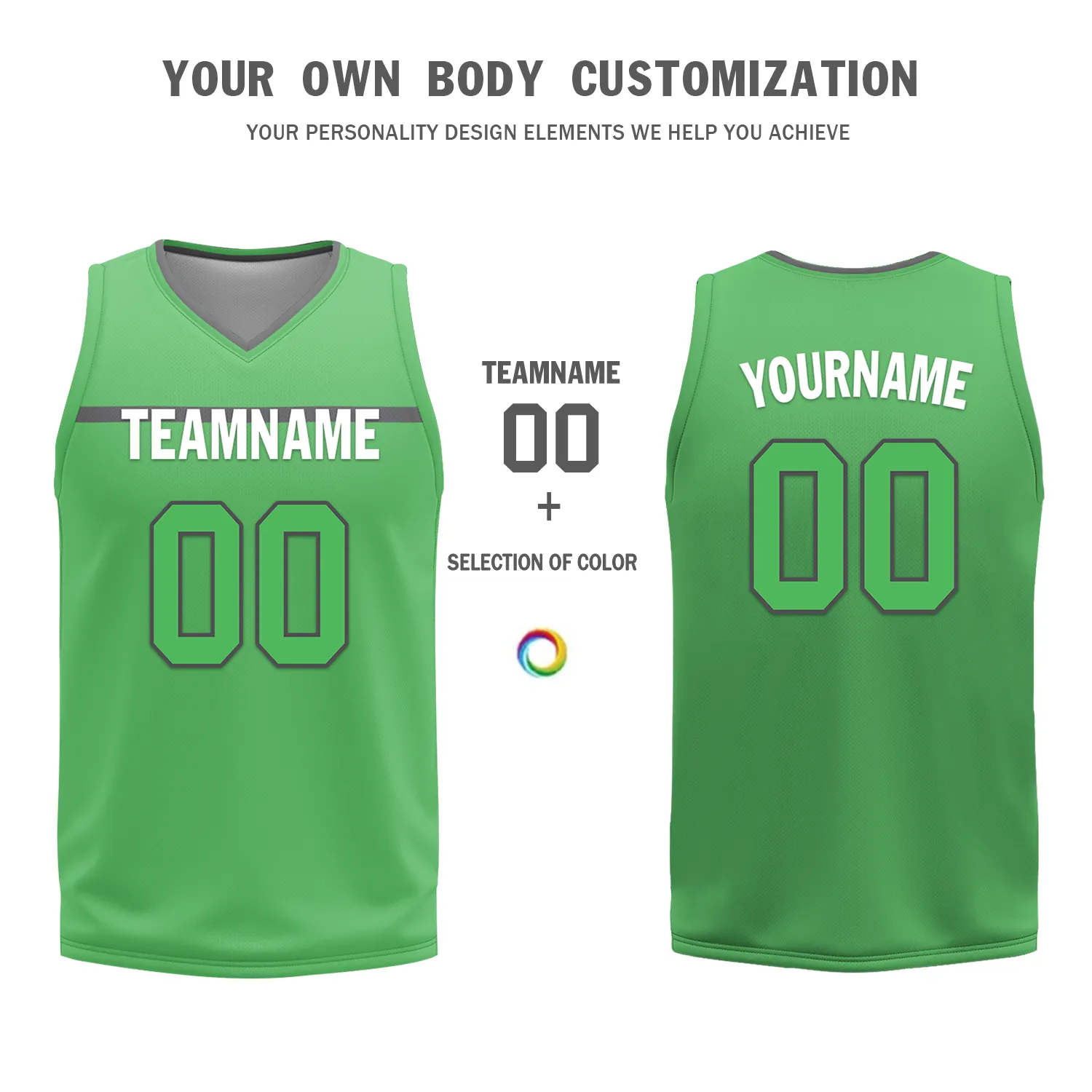 Custom Gray Green Classic Style Reversible Basketball Uniform Personalized COOLMAX BBJR-D017046