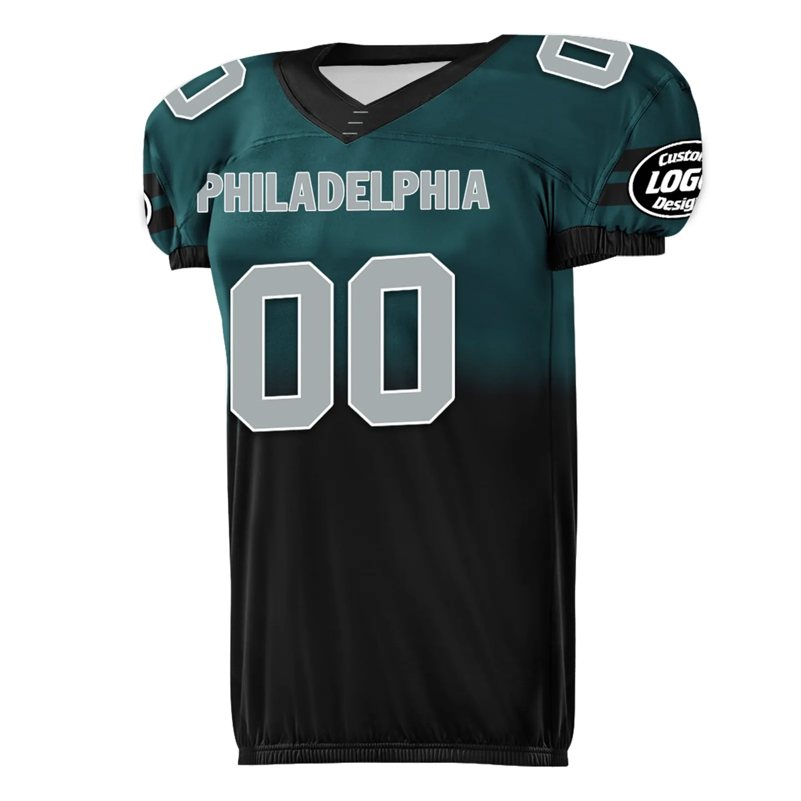 Custom Green Black Fade Fashion Philadelphia High-Performance American Football Jersey FBJ06-D020252-23