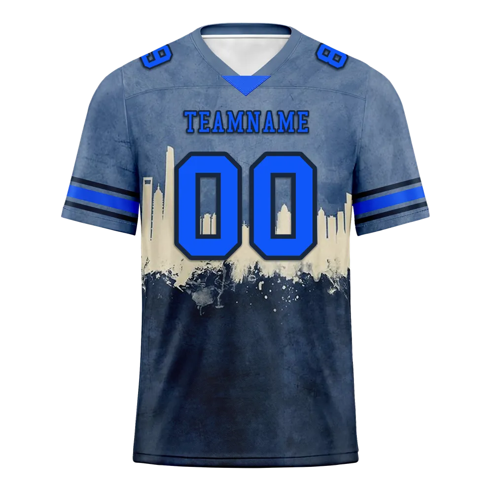 Custom Grey Graffiti Pattern Blue Personalized Authentic Football Jersey FBJ02-bc0fad7