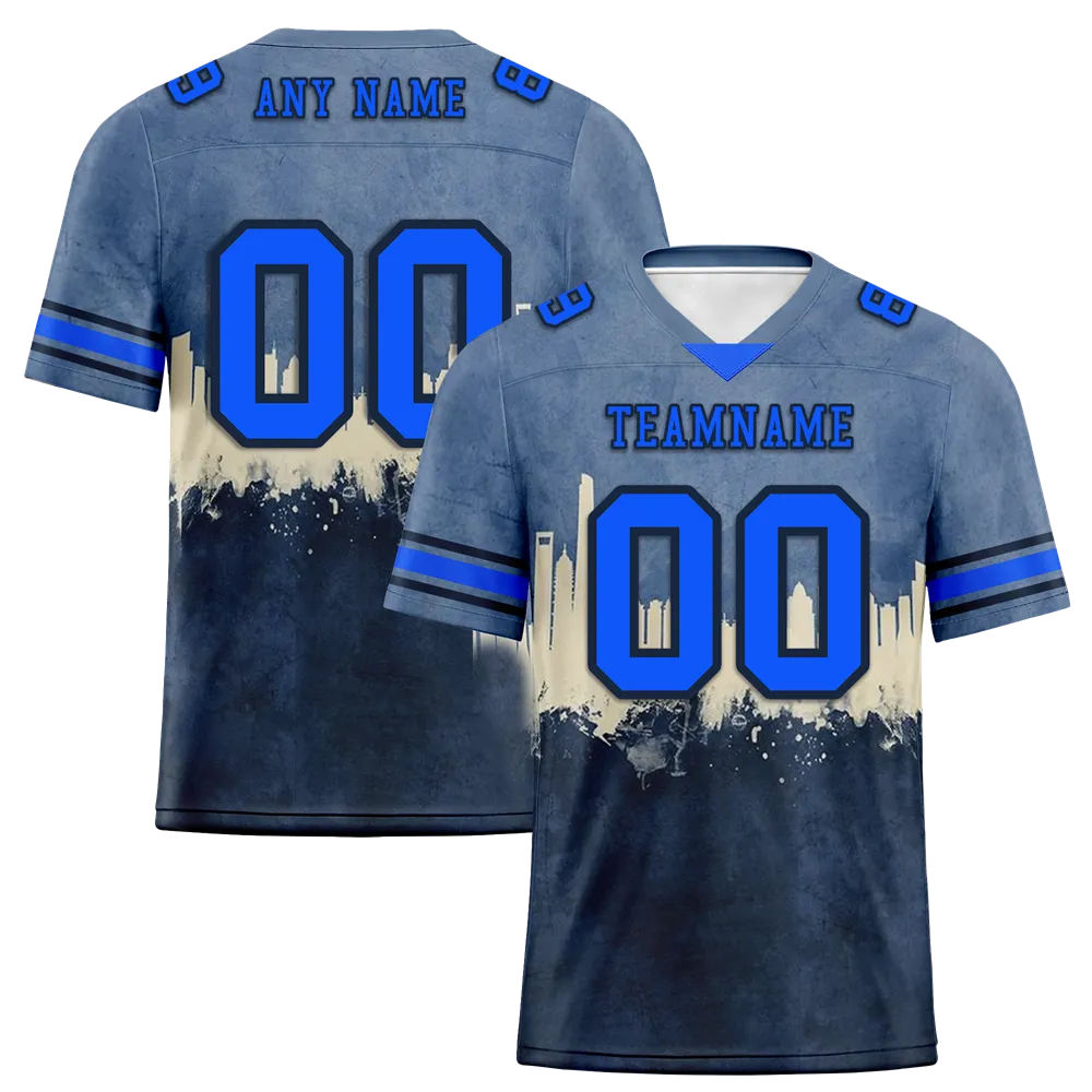 Custom Grey Graffiti Pattern Blue Personalized Authentic Football Jersey FBJ02-bc0fad7