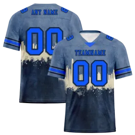 Custom Grey Graffiti Pattern Blue Personalized Authentic Football Jersey FBJ02-bc0fad7