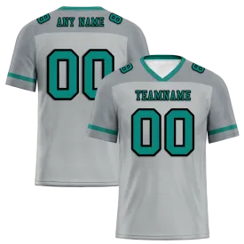 Custom Grey Raglan Sleeves Aqua Personalized Authentic Football Jersey FBJ02-bc0f0bf