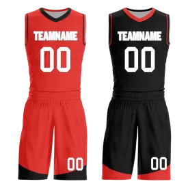 Custom Red Black Classic Style Reversible Basketball Uniform Personalized BBJR-D017042