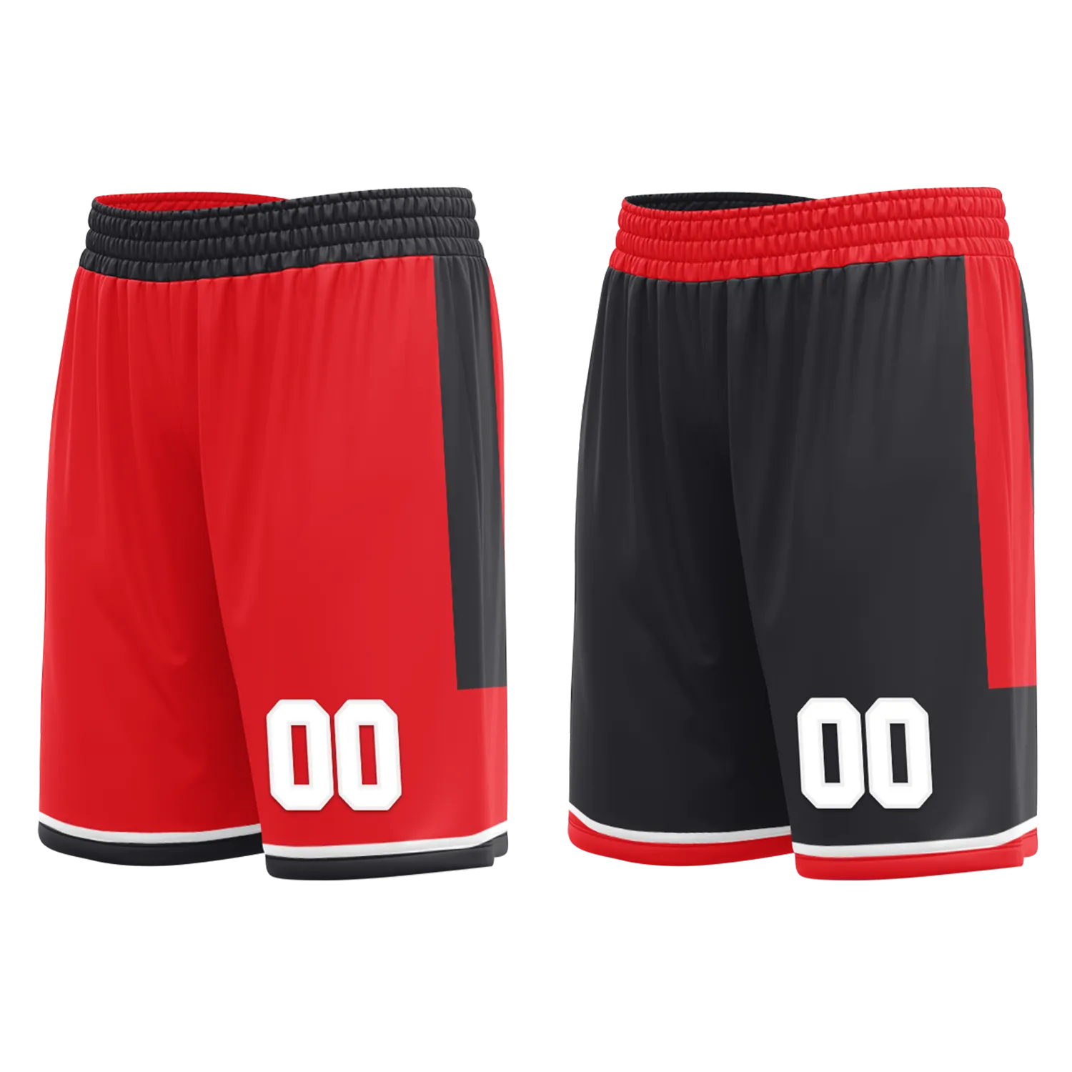 Custom Red Black Classic Style Reversible Basketball Uniform Personalized COOLMAX BBJR-D017025