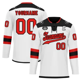 Custom White Black Personalized Hockey Jersey HCKJ01-D0a700c