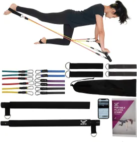 IM UNLIMITED Pilates Bar Kit with Resistance Bands and Workout Video Portable, Exercise Equipment, Home Gym Strength Full Body Fitness Stick,Squat Yoga Muscle Toning Bar