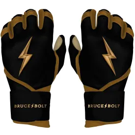 PREMIUM PRO GOLD SERIES Long Cuff Batting Gloves - Gold BLACK