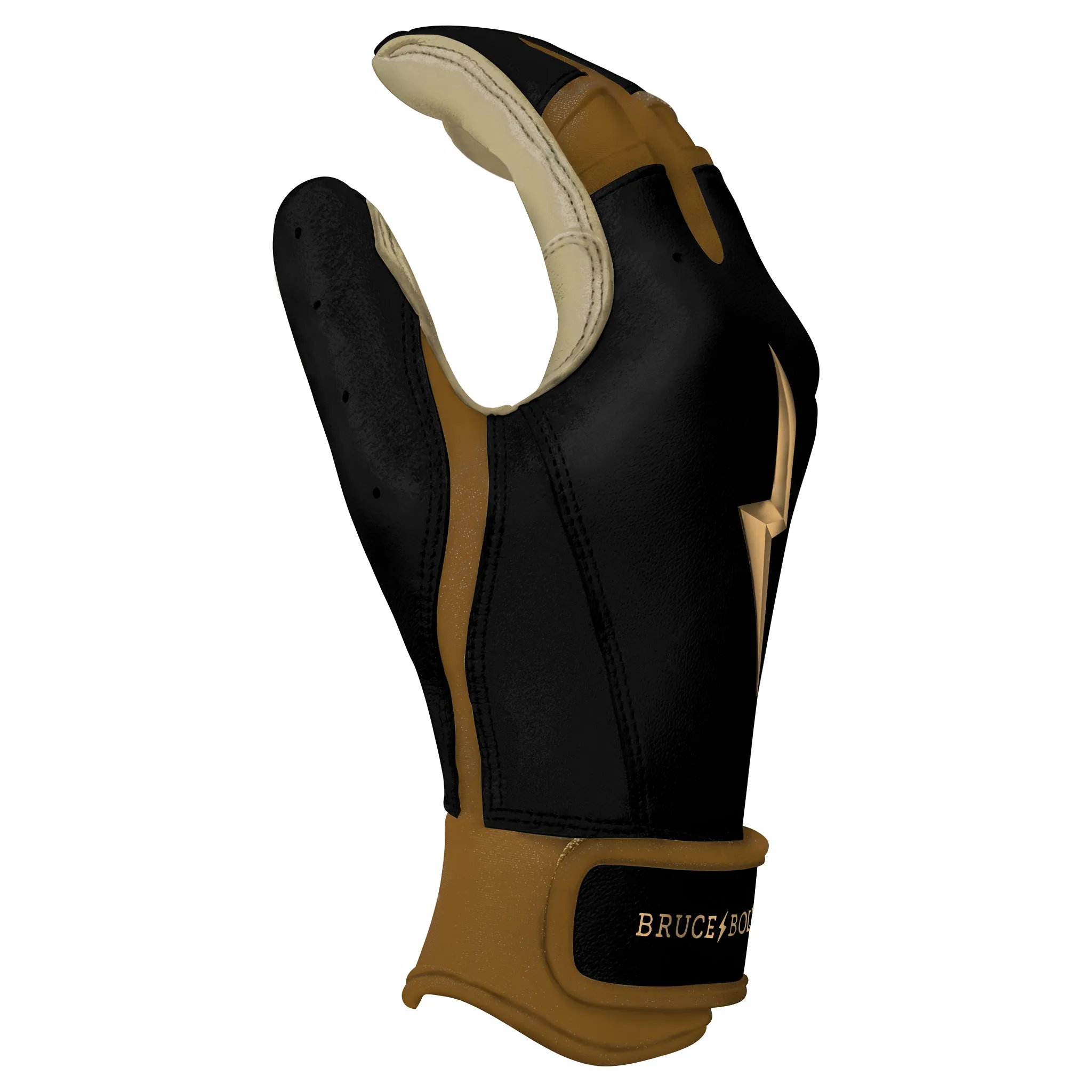 PREMIUM PRO GOLD SERIES Short Cuff Batting Gloves - Gold BLACK