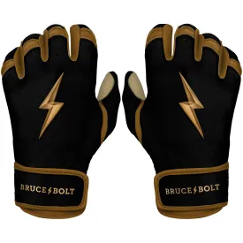 PREMIUM PRO GOLD SERIES Short Cuff Batting Gloves - Gold BLACK