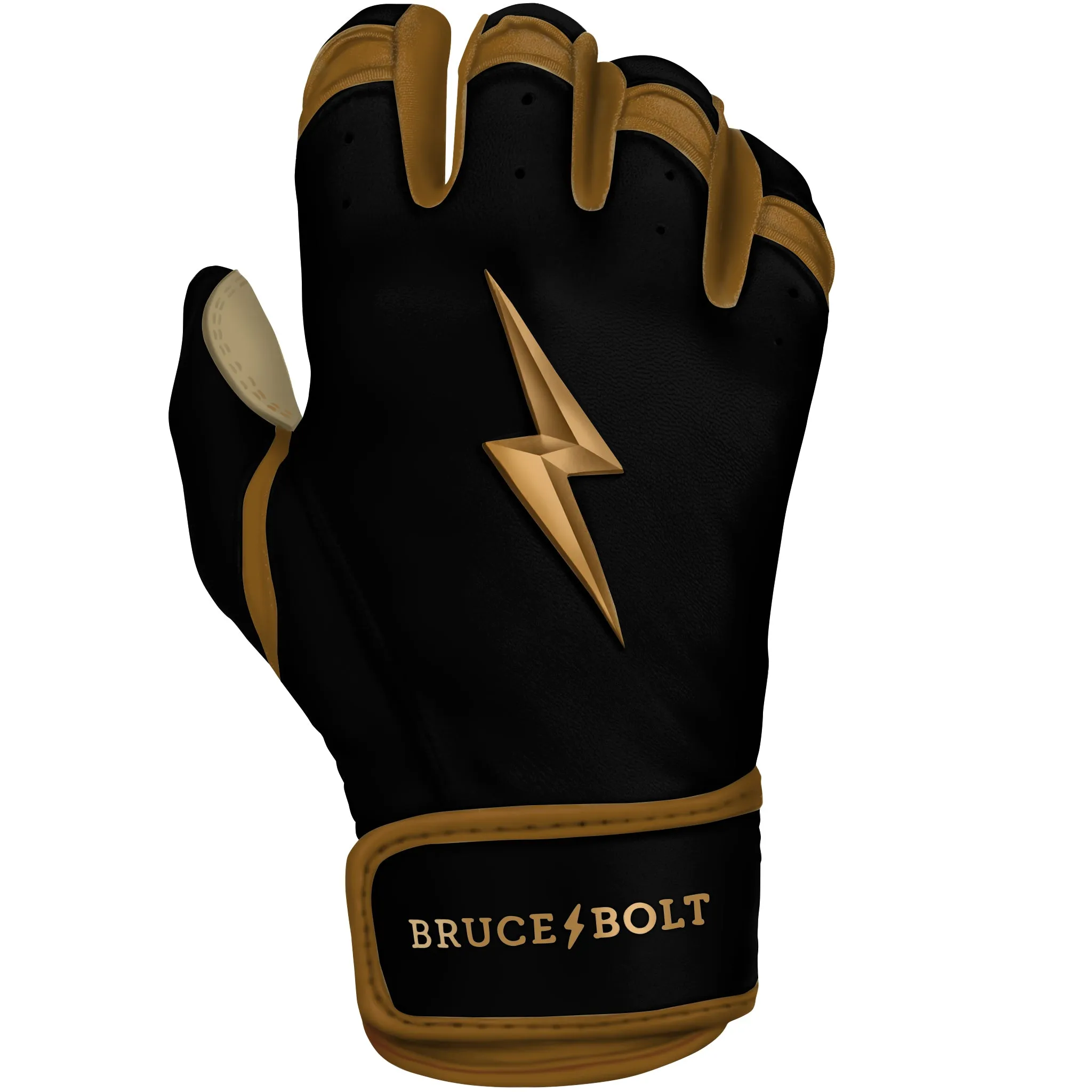 PREMIUM PRO GOLD SERIES Short Cuff Batting Gloves - Gold BLACK