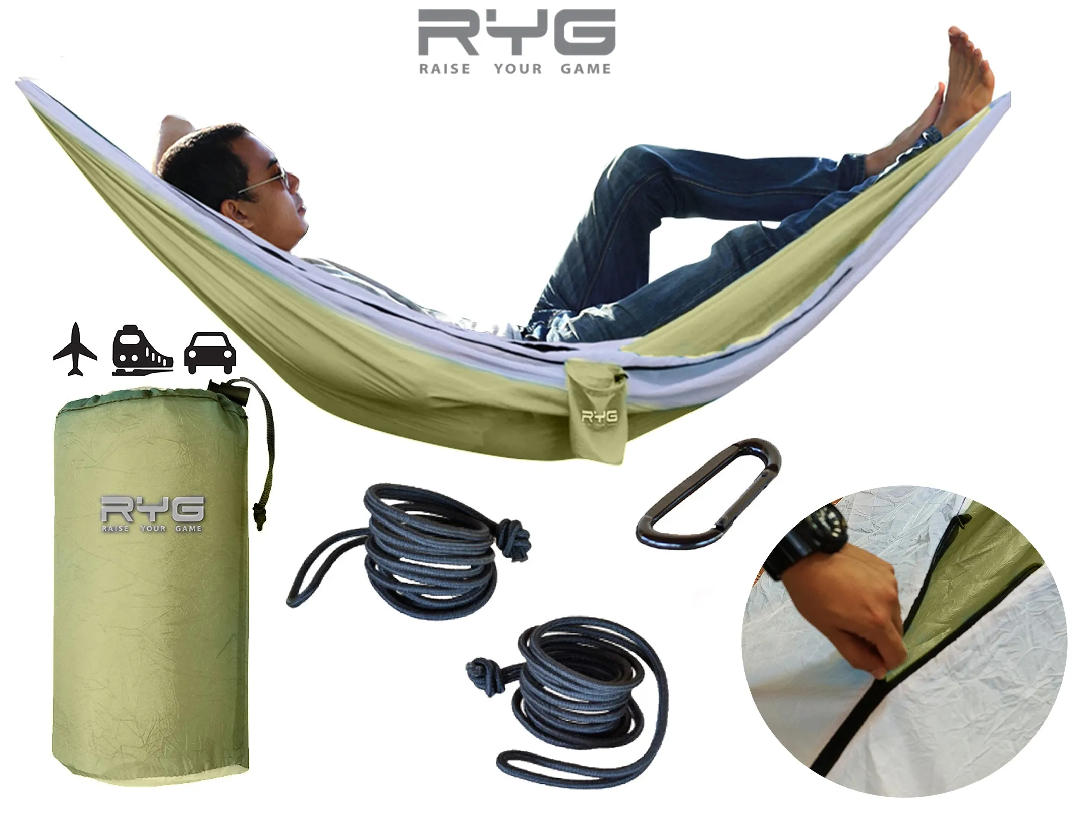 Raise Your Game Portable Travel Hammock (Olive Green)