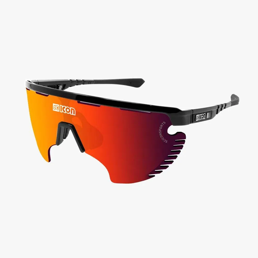 SCICON AEROWING LAMON BLACK GLOSS Sunglasses - MULTIMIRROR RED LENSES