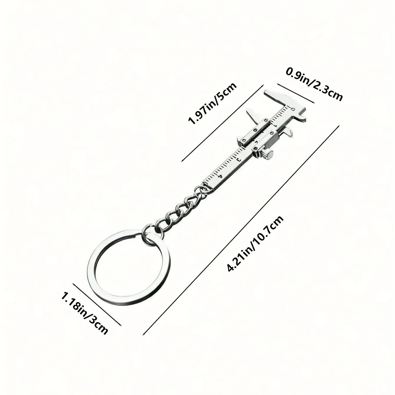 Silvery Mini Vernier Caliper Keychain Portable 040mm Measuring Tool