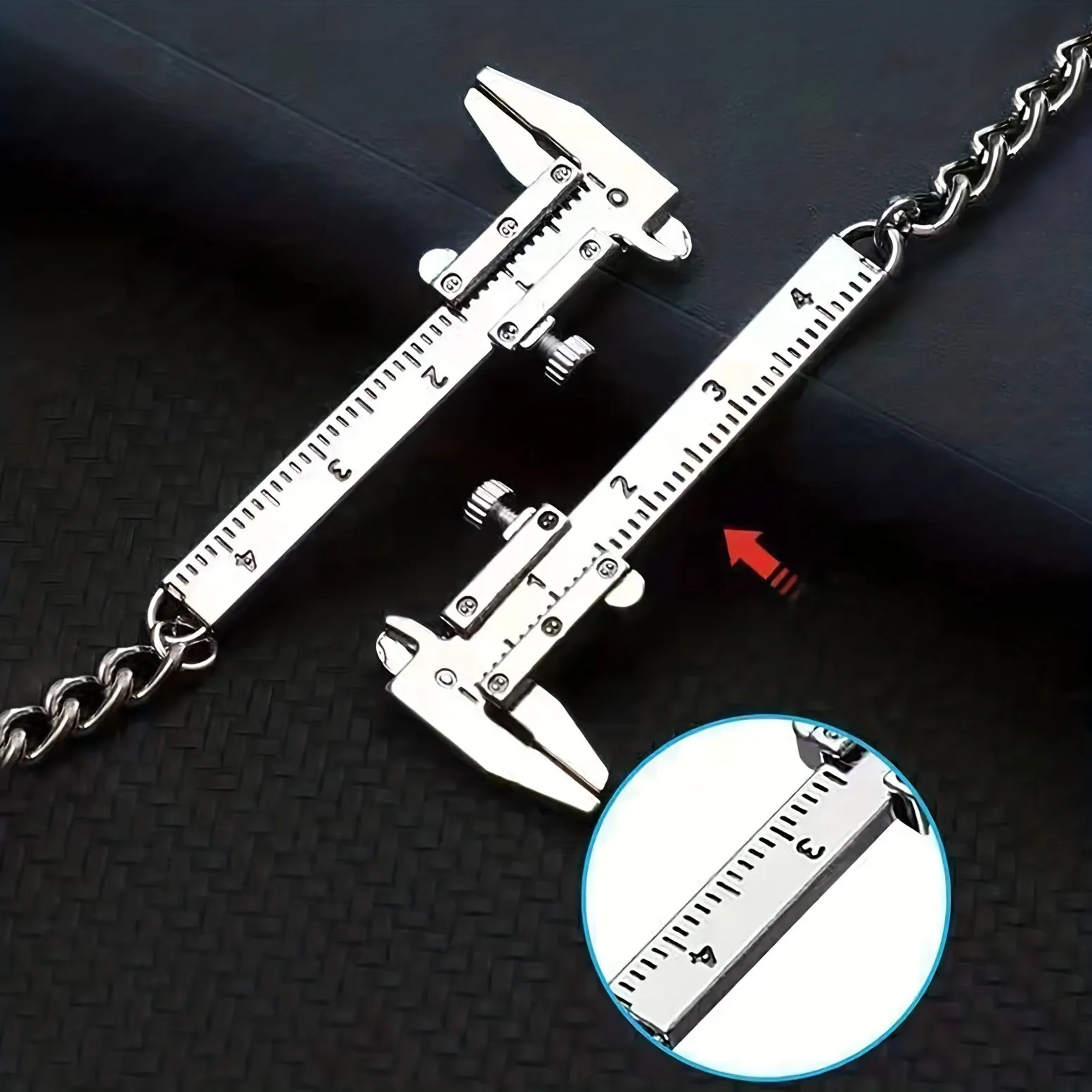 Silvery Mini Vernier Caliper Keychain Portable 040mm Measuring Tool