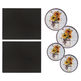 SM1417BLX25136 6-Piece Set: 2-Pack 14 x 17-Inch Black Matte Counter Mat and 4-Pack Garden Harvest Burner Covers