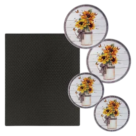 SM1720BL5136 5 Piece Set: 17 x 20-Inch Black Matte Counter Mat and 4-Pack Garden Harvest Burner Covers